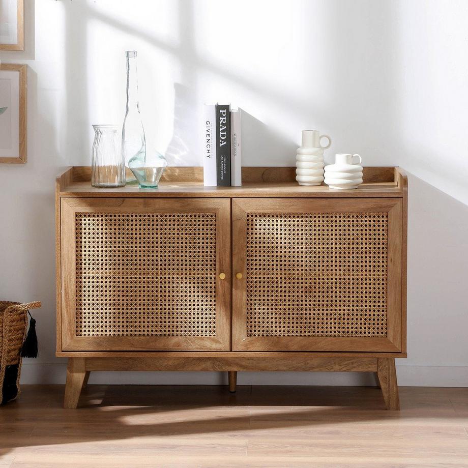 Calicosy Sideboard 2 Türen mit Rattan-Geflecht L110 cm - PALMO  