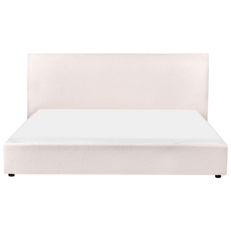 Beliani Lit avec sommier en Bouclé Traditionnel LAVAUR  