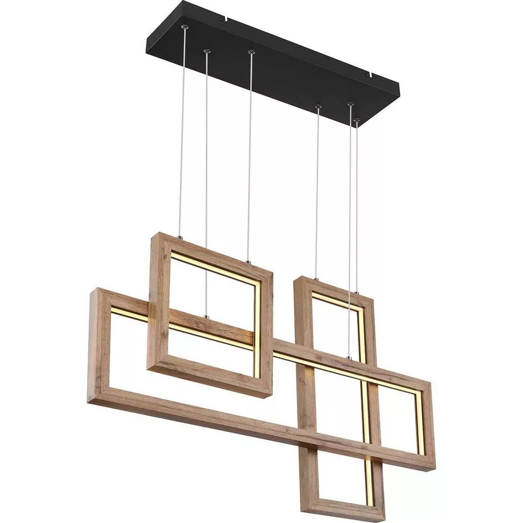 mutoni light – Hängeleuchte Mandera Metall holzoptik matt LED, One Size