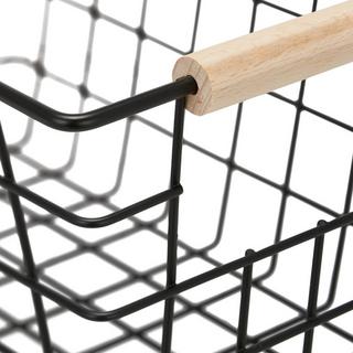 Northix Paniers en fil de fer avec poignées en bois, lot de 3  
