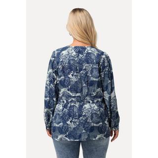 Ulla Popken  Blusa con stampa marittima, scollo a V e mezze maniche 