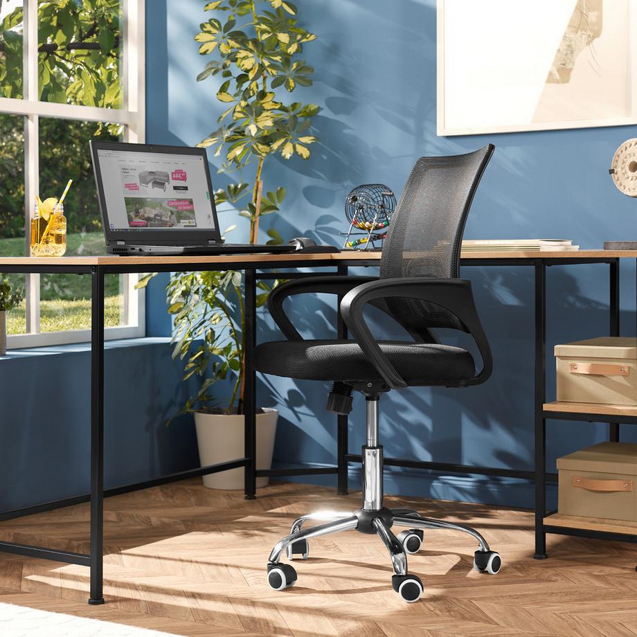 Tectake Bürostuhl Marius ergonomische Form mit Lordosenstütze 360° drehbar  