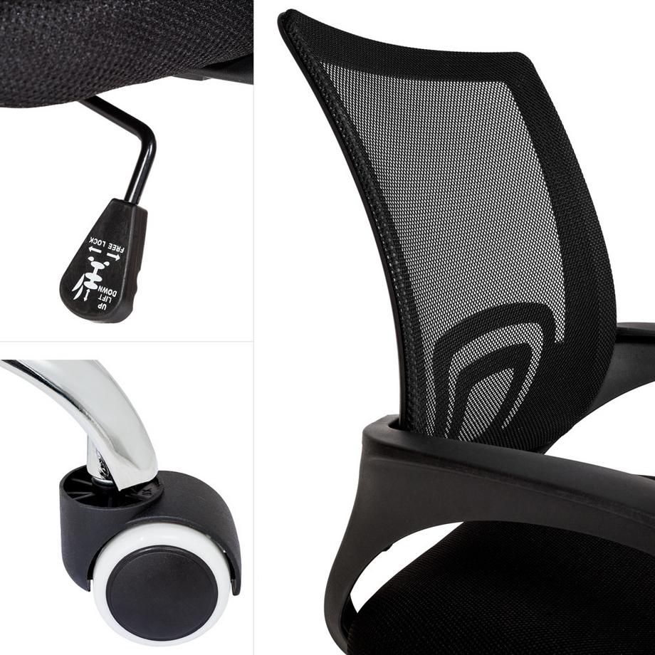 Tectake Bürostuhl Marius ergonomische Form mit Lordosenstütze 360° drehbar  