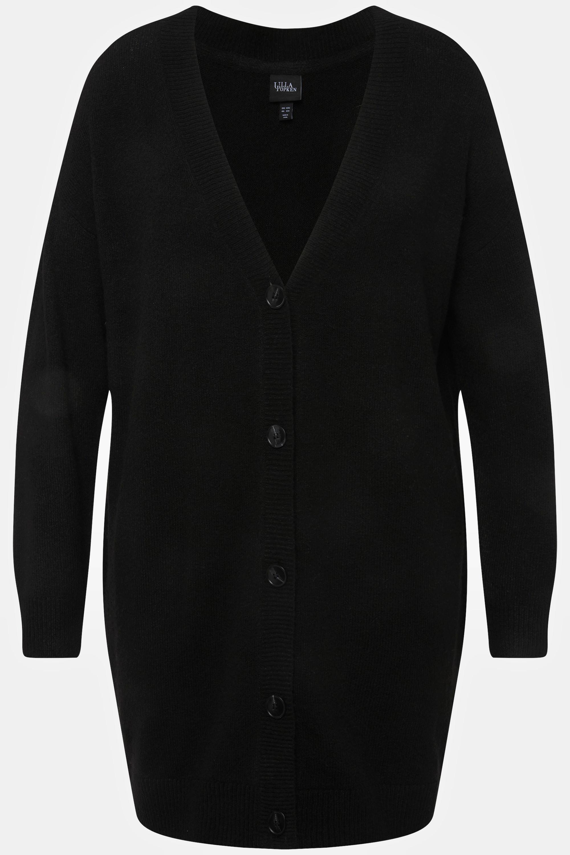 Ulla Popken Cardigan Boxy Maglia Fine Bottoni Scollo V  