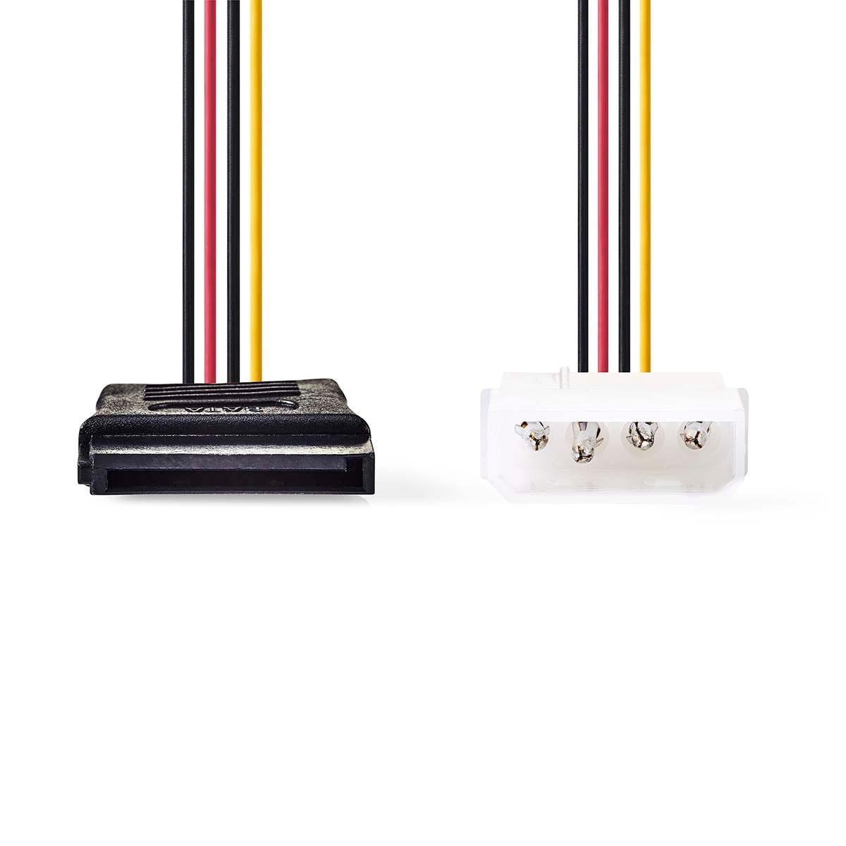 Nedis  Câble d'alimentation interne | Molex mâle | SATA 15 broches femelle | Plaqué or | 0,15 m | Rond | PVC | Multicolore | Boîte 
