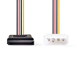 Nedis  Câble d'alimentation interne | Molex mâle | SATA 15 broches femelle | Plaqué or | 0,15 m | Rond | PVC | Multicolore | Boîte 