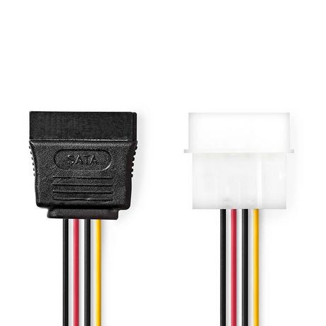 Nedis  Câble d'alimentation interne | Molex mâle | SATA 15 broches femelle | Plaqué or | 0,15 m | Rond | PVC | Multicolore | Boîte 