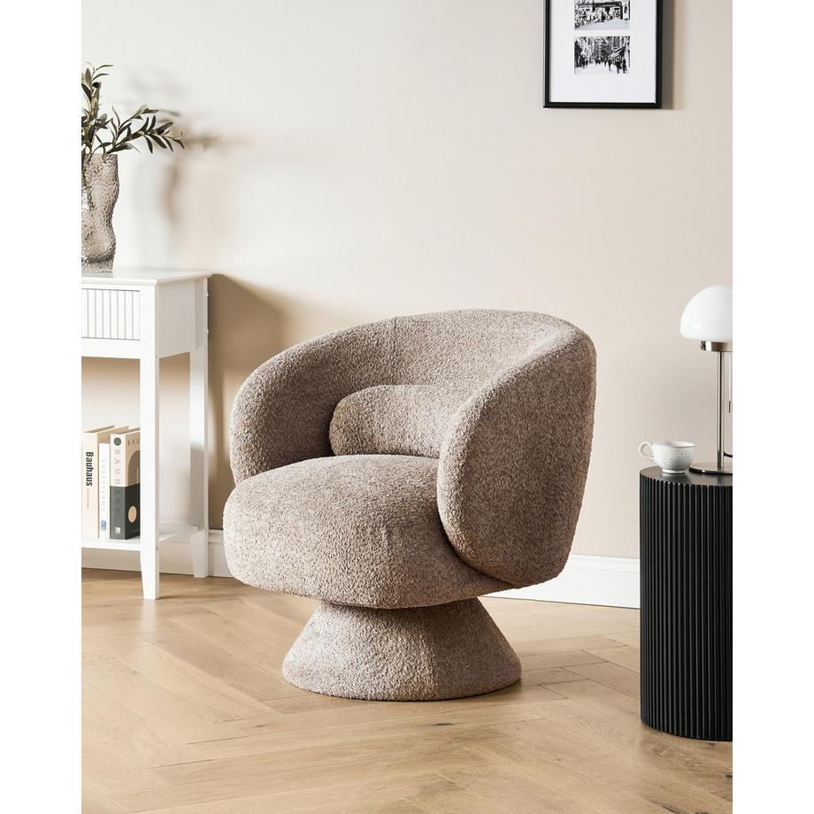 Beliani Fauteuil pivotant en Bouclé Minimaliste LIEKSA  