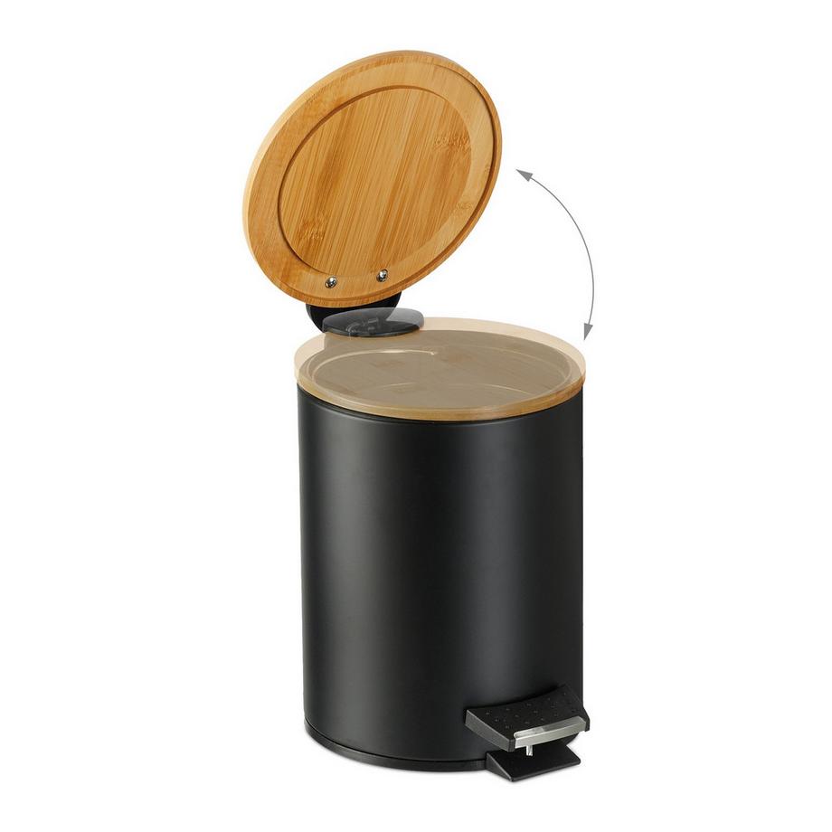 B2X Contenitore per rifiuti da bagno da 3 litri con coperchio in bambù  