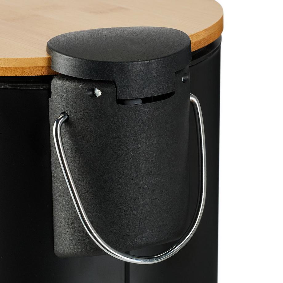 B2X Contenitore per rifiuti da bagno da 3 litri con coperchio in bambù  