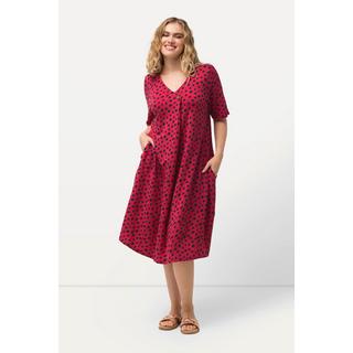 Ulla Popken  Jerseykleid, Punkte, A-Linie, V-Ausschnitt, Halbarm 