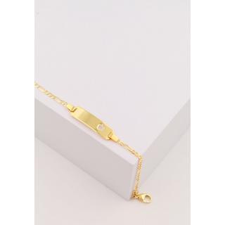 MUAU Schmuck  Bébé Bracelet Herz Figaro Gelbgold 750, 14cm Gravurplatte 2.1cm 