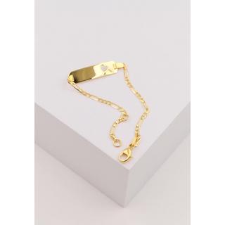 MUAU Schmuck  Bébé Bracelet Herz Figaro Gelbgold 750, 14cm Gravurplatte 2.1cm 