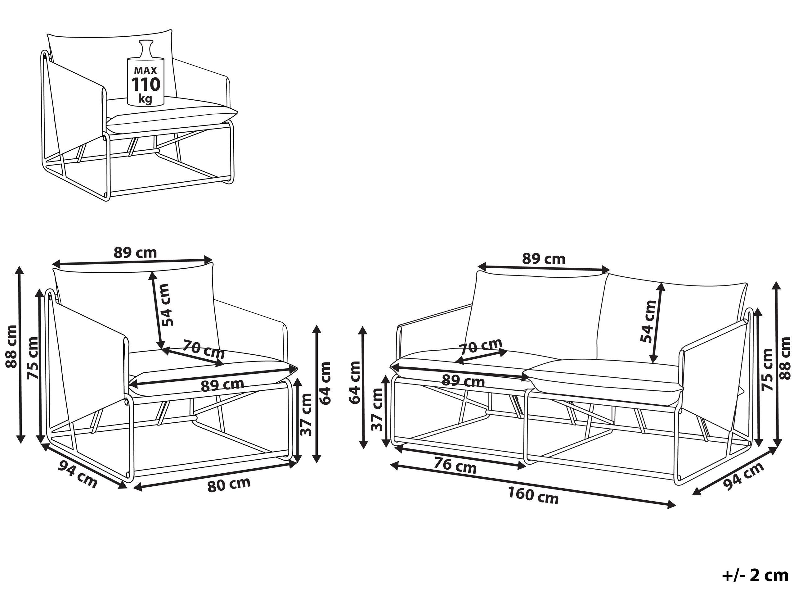 Beliani Set lounge pour jardin en Acier Industriel PONTE  
