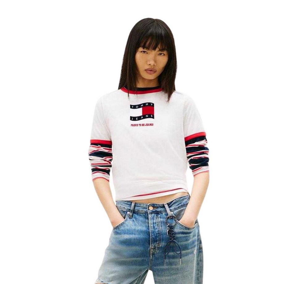 TOMMY JEANS Baumwolljersey T-Shirt mit Ringer-Trim  