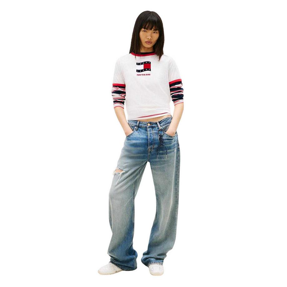 TOMMY JEANS Baumwolljersey T-Shirt mit Ringer-Trim  