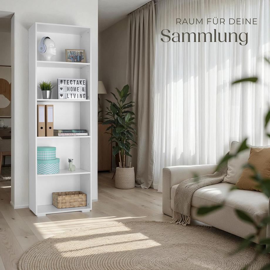 Tectake Bücherregal Lexi MDF mit 5 Fächern  
