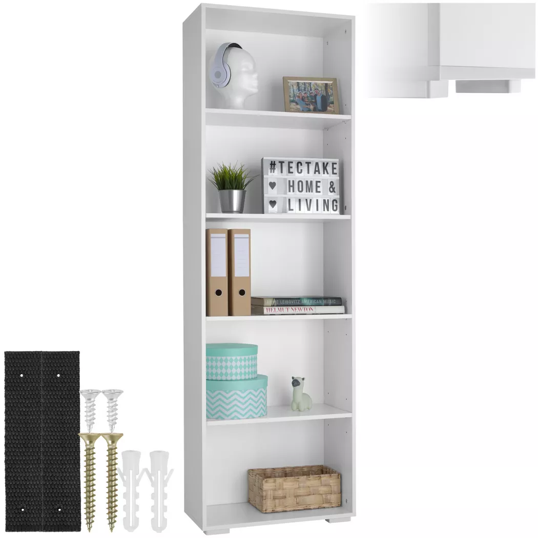 Tectake - Scaffale per libri Lexi MDF, 190cm, Snow White
