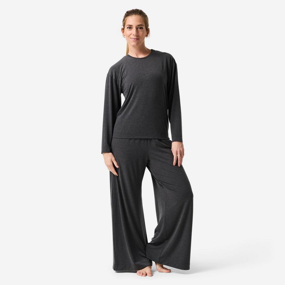 DOMYOS  Pantalon de yoga large et fluide femme, gris 