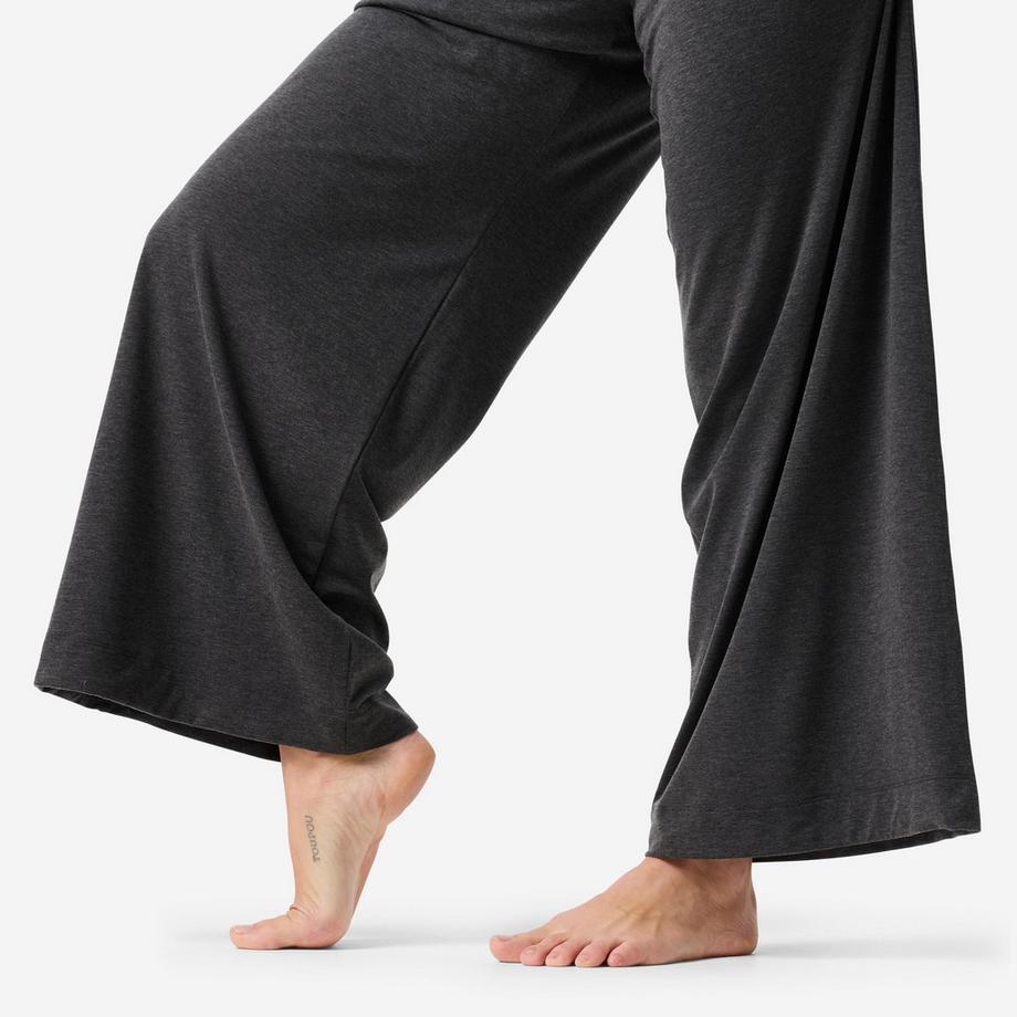 DOMYOS  Pantalon de yoga large et fluide femme, gris 