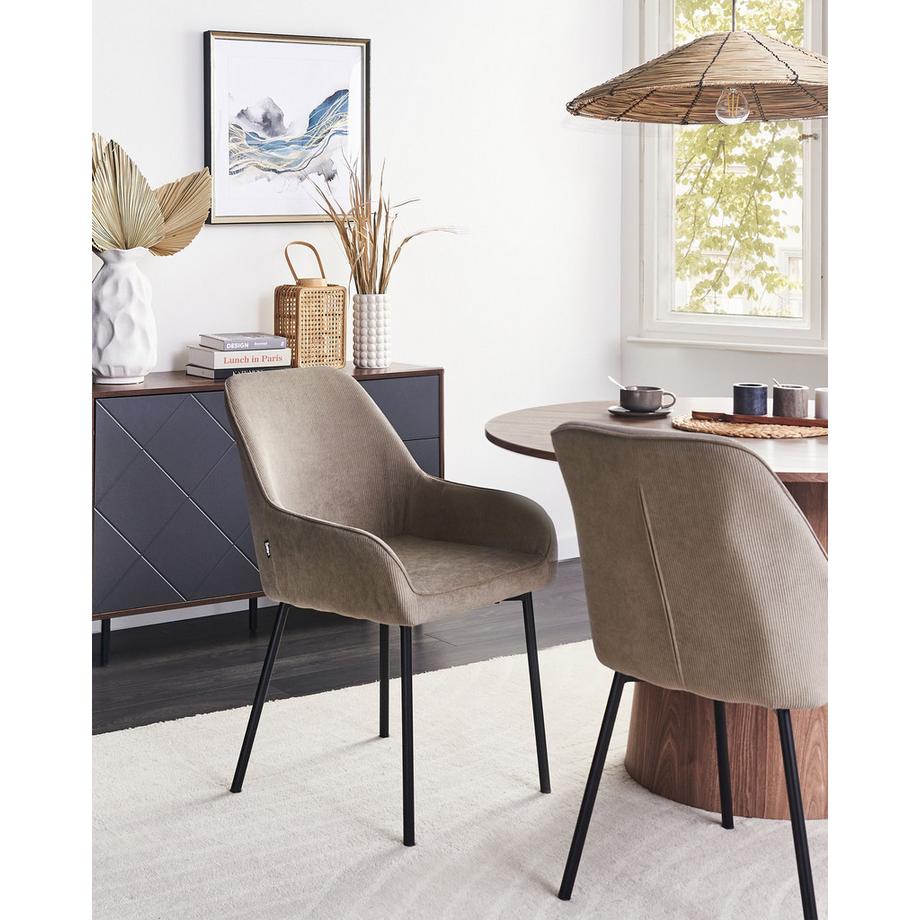 Beliani Esszimmerstuhl 2er Set aus Cord Glamourös LOVERNA  