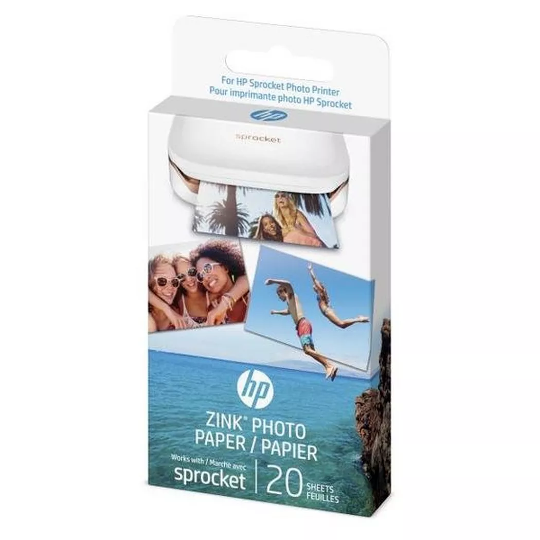 Hewlett-Packard – HP Zink Sprocket Selbstklebendes Fotopapier für die Rückseite, 20 Blatt, One Size