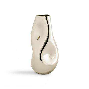 Vase Cozi aus mundgeblasenem Glas in Metallic-Optik