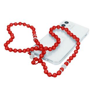 Avizar  Collier téléphone Perles rondes Rouge 