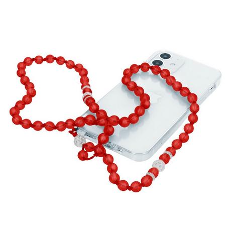 Avizar  Collier téléphone Perles rondes Rouge 