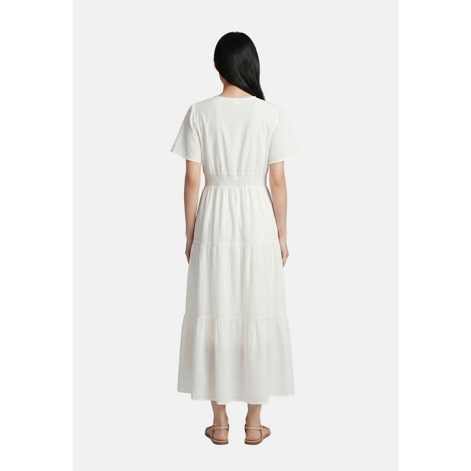 Roberta Rossi Robe longue à col en V brodée et jupe à volants  