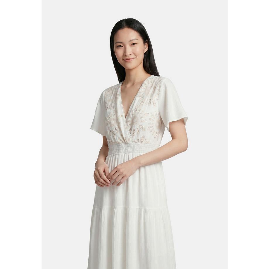 Roberta Rossi Robe longue à col en V brodée et jupe à volants  