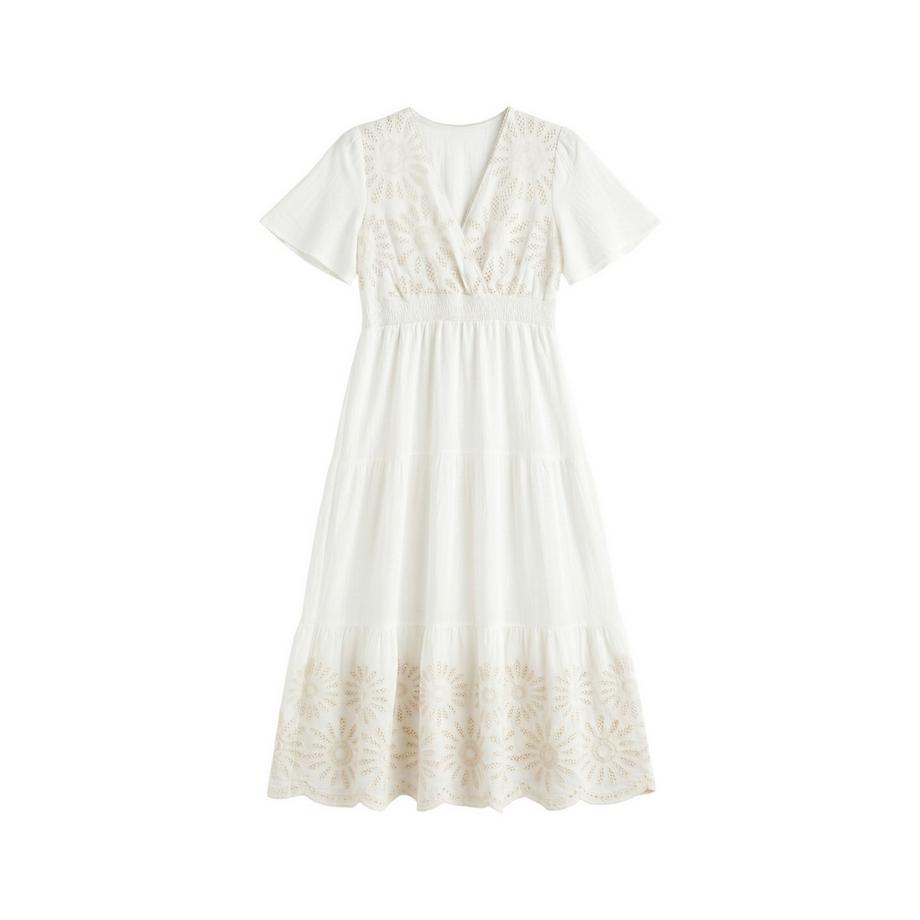 Roberta Rossi Robe longue à col en V brodée et jupe à volants  