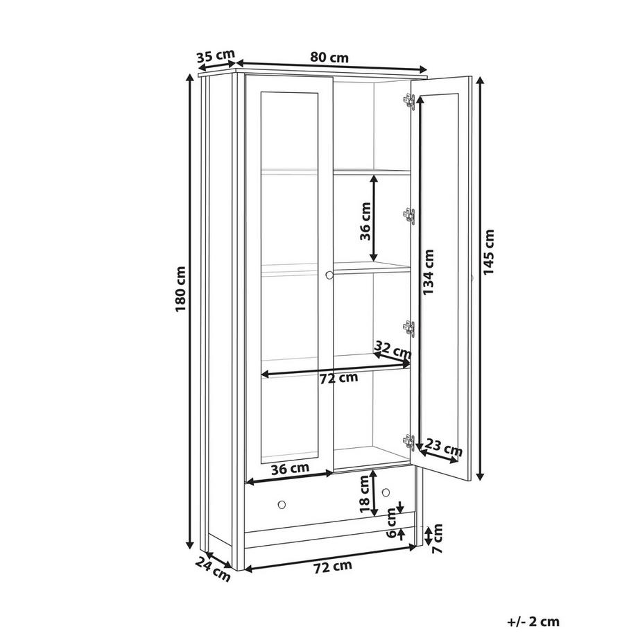 Beliani Vitrine en verre en Panneau de particules de bois  NORNALUP  
