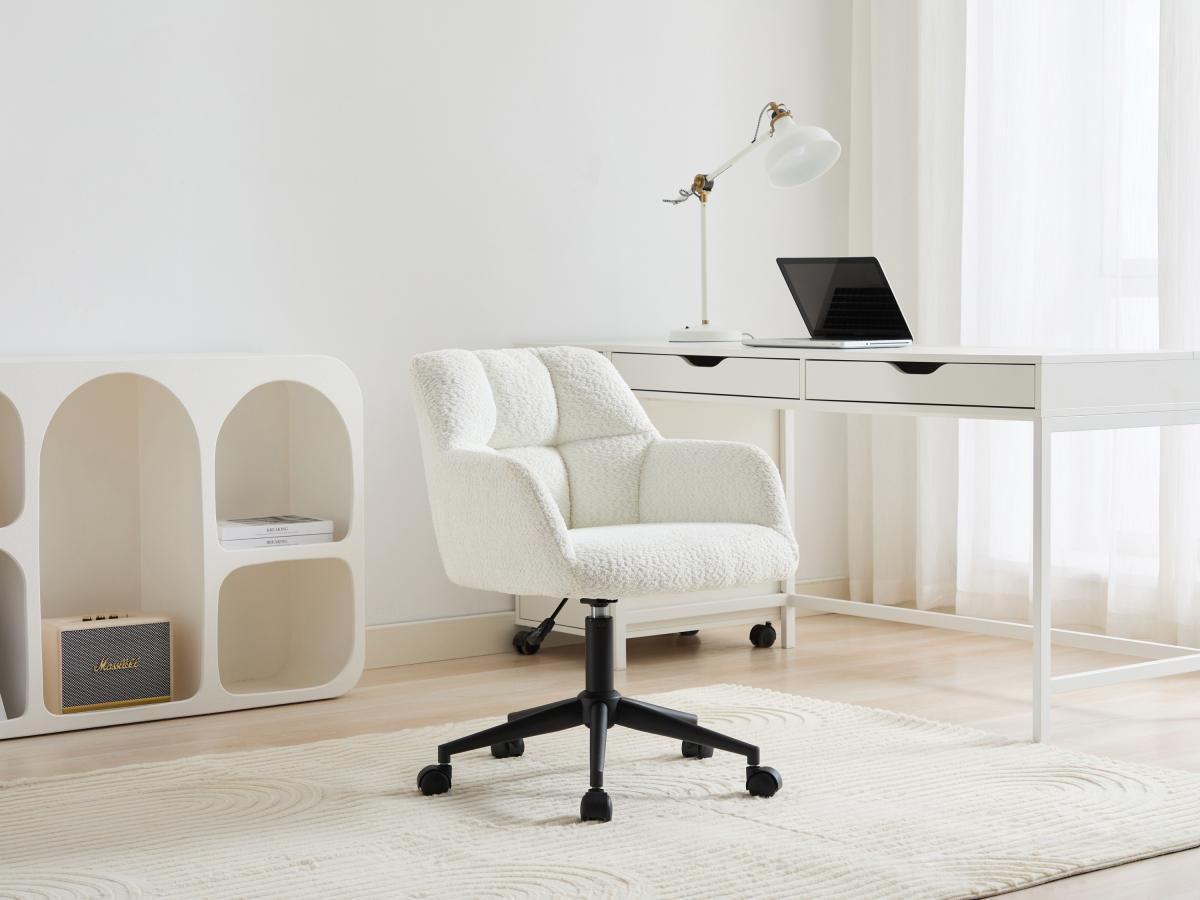 PASCAL MORABITO Chaise de bureau - Tissu bouclette - Blanc et noir - Hauteur réglable - PEGA de Pascal Morabito  