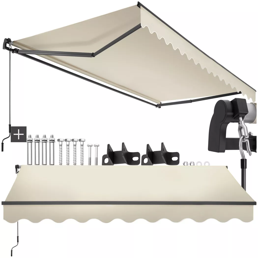tectake® Gelenkarmmarkise, verschiedene Größen, stabile Gelenkarme, inkl. Wandhalterung