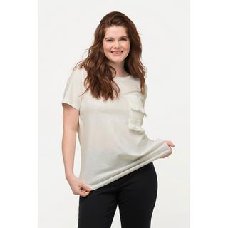 Ulla Popken  T-Shirt, Biobaumwolle, Brusttashce, Regular Fit, Rundhalsausschnitt 