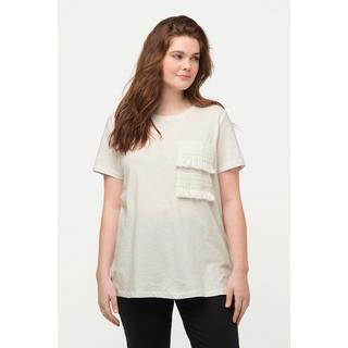 Ulla Popken  T-Shirt, Biobaumwolle, Brusttashce, Regular Fit, Rundhalsausschnitt 