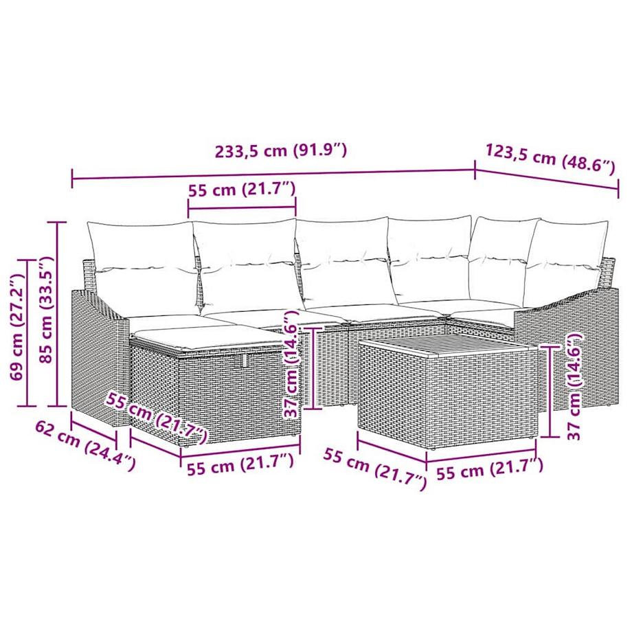VidaXL Ensemble de canapés d'extérieur poly rattan  
