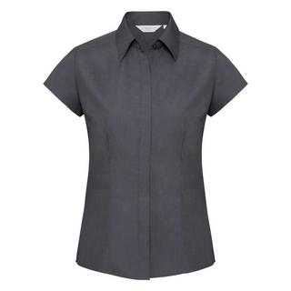 Russell  Collection Easy Care Fitted Poplin Bluse, kurzarm 