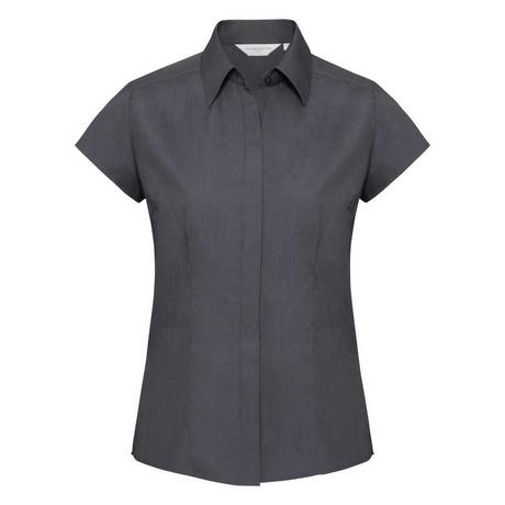 Russell  Collection Easy Care Fitted Poplin Bluse, kurzarm 