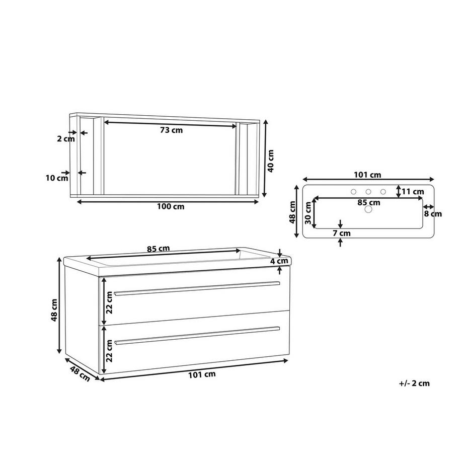 Beliani Badmöbel Set aus MDF-Platte Klassisch ALMERIA  