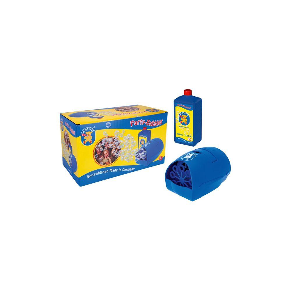 PUSTEFIX  DAM Pustefix Bubble Blower : PARTY BUBBLER, avec 1 litre de liquide Pustefix, fonctionne à l'électricité et aux piles, adaptateur inclus, 10+. 