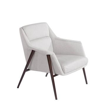 Fauteuil en tissu et pieds en acier brun