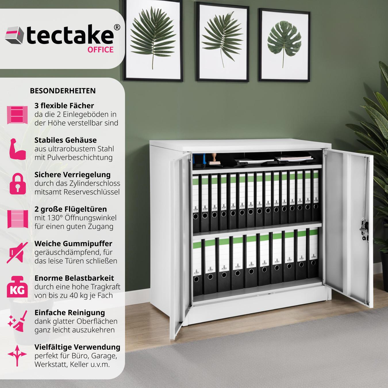 Tectake Armoire métallique à dossiers 3 étagères 90x40x90cm  