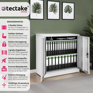 Tectake Armoire métallique à dossiers 3 étagères 90x40x90cm  