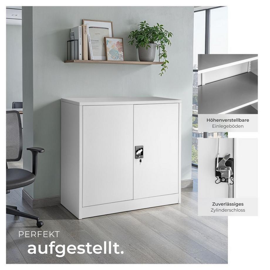 Tectake Aktenschrank  aus pulverbeschichtetem Stahl mit 2 Flügeltüren  