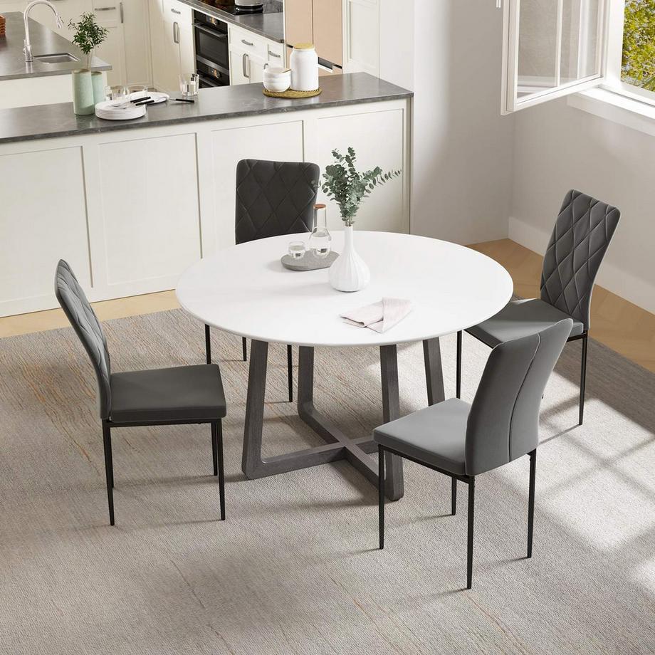 Northio Esszimmerstühle 4er Set Küchenstuhl mit Rückenlehne, Samtoptik, Sessel Polsterstuhl Stühle mit Metallbeine für Esstisch, Dunkelgrau  