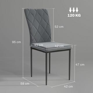 Northio Lot de 4 chaises de salle à manger avec dossier, aspect velours, fauteuils, chaises rembourrées avec pieds en métal pour table à manger, gris foncé  
