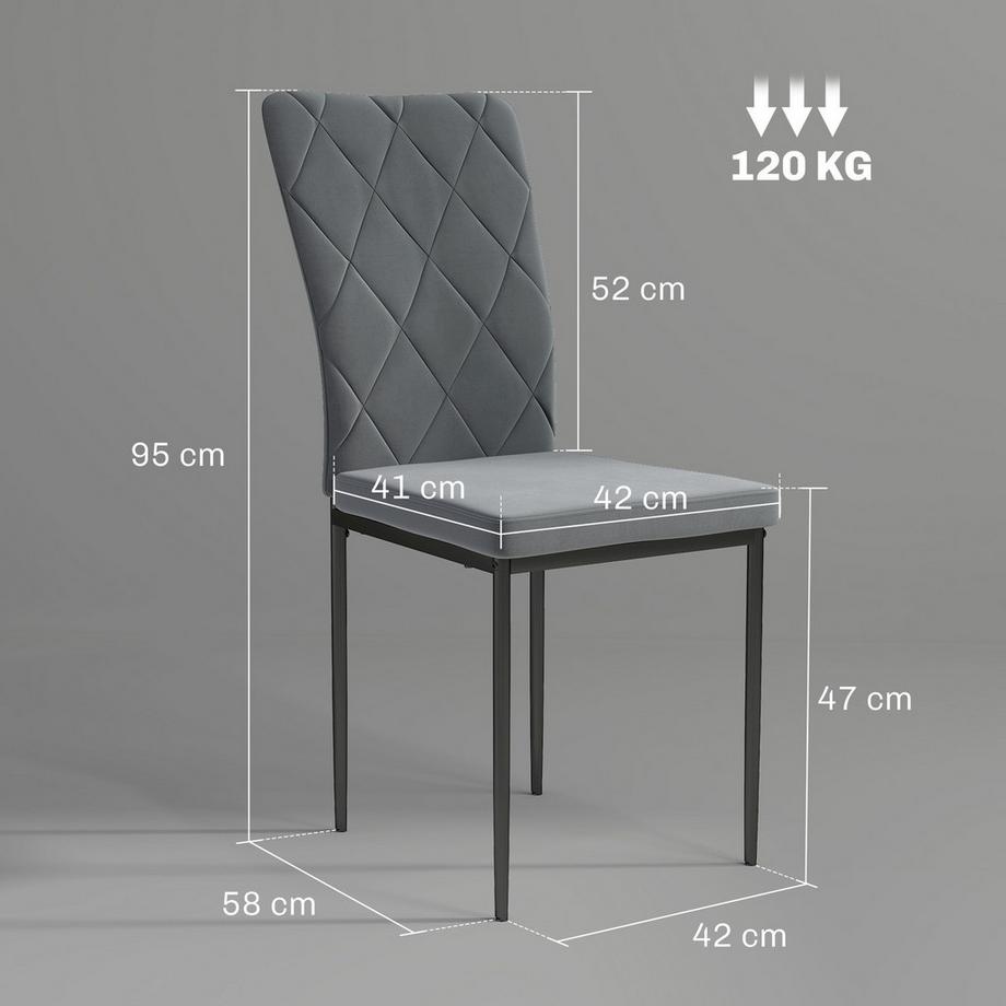 Northio Esszimmerstühle 4er Set Küchenstuhl mit Rückenlehne, Samtoptik, Sessel Polsterstuhl Stühle mit Metallbeine für Esstisch, Dunkelgrau  