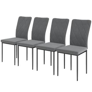 Northio Lot de 4 chaises de salle à manger avec dossier, aspect velours, fauteuils, chaises rembourrées avec pieds en métal pour table à manger, gris foncé  